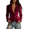 thumbnail image 1 of Rutainlusire Womens Loose Comfy Gold Velvet Blazers Ladies Solid Color Long Sleeve Lapel Real Pocket Suit Jacket 2026, 1 of 5