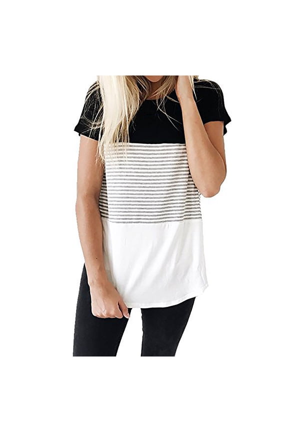 Brilliant Womens Maternity Clothes Pregnant Tops Women's Fashion Short Sleeve Cotton T-shirt Stripe Nursing Maternity Top clothes under $5.00