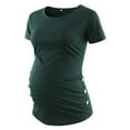 thumbnail image 1 of Brilliant Womens Maternity Clothes Pregnant Tops Women's Maternity Wear Round Neck Side Button And Pleated Top Maternity Short Sleeve T-shirt clothes under $10.00, 1 of 5