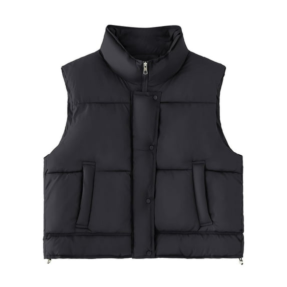 Rutainlusire Womens Puffer Sleeveless Vest Women's Casual Colored Sleeveless And Capless Stand Collar Jacket