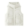 thumbnail image 1 of Rutainlusire Womens Puffer Vest Womens Trendy Warm Sleeveless Jacket Ladies' Casual Color Sleeveless Hooded Jacket, 1 of 5