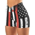 thumbnail image 1 of Rutainlusire Womens Shorts Fashion Womens High Waist American Flag Printed Cross Sport Yoga Short Pants, 1 of 6