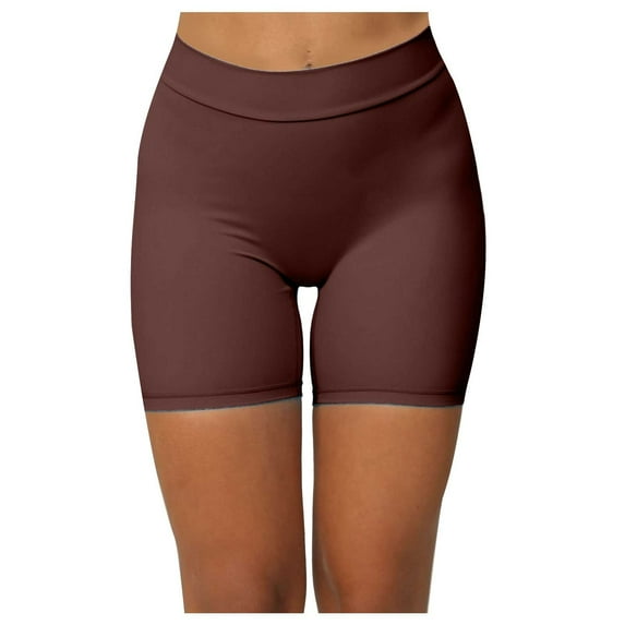 Rutainlusire Womens Shorts Women's Solid Back Waist Deep V-shaped Sports Fitness Running Yoga Shorts