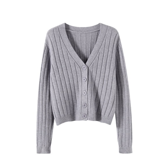 Rutainlusire Womens Sweaters Cardigan Women's Casual Loose Long Sleeve Top Colorblock V-Neck Knitted Sweater Cardigan Jacket