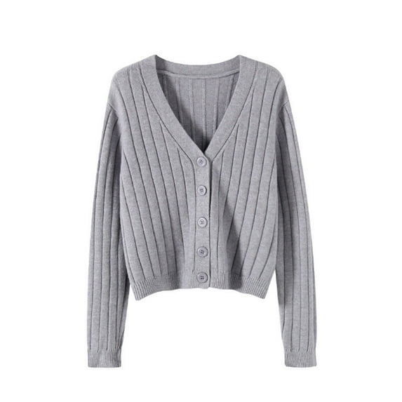 Rutainlusire Womens Sweaters Cardigan Women's Casual Loose Long Sleeve Top Colorblock V-Neck Knitted Sweater Cardigan Jacket