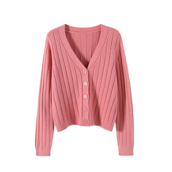 Rutainlusire Womens Sweaters Cardigan Women's Casual Loose Long Sleeve Top Colorblock V-Neck Knitted Sweater Cardigan Jacket