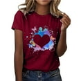 thumbnail image 1 of Rutainlusire Womens Tops Clearance Fashion Woman Rounk Neck Summer Short Sleeve Blouse T-Shirt Causal Printing Tops, 1 of 6