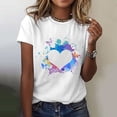 thumbnail image 1 of Rutainlusire Womens Tops Clearance Fashion Woman Rounk Neck Summer Short Sleeve Blouse T-Shirt Causal Printing Tops, 1 of 7