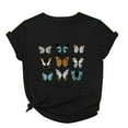 thumbnail image 1 of Rutainlusire Womens Tops Clearance Women's Casual Loose Butterfly Print Round Neck Top T-Shirt, 1 of 3