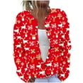 thumbnail image 1 of Rutainlusire Womens Trendy Casual Christmas Printed Comfy Cardigan Jackets 2025 Women's Casual Christmas Vintage Print Long Sleeve Cardigan Button Up Top Coat, 1 of 5