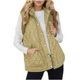thumbnail image 1 of Rutainlusire Womens Trendy Casual Comfy Vest Jackets Womens Ladies Winter Vests Sleeveless Fleece Jacket Zip Up Stand Collar Long Warm Drawstring Coat With Pockets Outerwear, 1 of 5