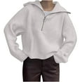 thumbnail image 1 of Rutainlusire Womens Trendy Casual Half Zip Up Lapel Loose Comfy Sweaters Ladies' Fashionable Solid Color Pullover Long Sleeved High Neck Sweater, 1 of 6