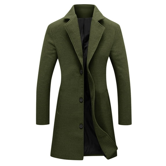 Rutainlusire Womens Trendy Casual Solid Color Comfy Coat Jackets Fall Winter Women's Solid Casual Thicken Wool Stand Collar Inner Lining Pocket Breasted Pea Mao Coat