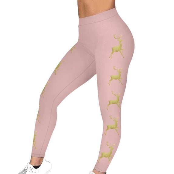 Rutainlusire Womens Trendy Comfy Leggings Yoga Pants 2025 Women's Christmas Print Leggings Sports Fitness Pants Solid Colored Casual Tight Fitting Tight Peach Hip Yoga Pants Stretch Pants