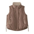 thumbnail image 1 of Rutainlusire Womens Trendy Fashion Puffer Vest Women's Casual Color-blocked Sleeveless Hoodless Jacket With Pockets And Stand Collar, 1 of 5