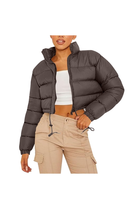 Womens Trendy Fashion Warm Puffer Jackets Women's Bread Jacket Down Jacket Casual Warm Short Jacket