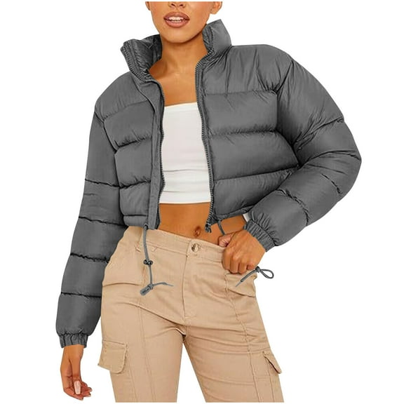 Rutainlusire Womens Trendy Fashion Warm Puffer Jackets Women's Bread Jacket Down Jacket Casual Warm Short Jacket