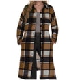 thumbnail image 1 of Rutainlusire Womens Trendy Plaid Warm Comfy Long-Length Buttoned Coat Jackets 2026 Women's Fashion Casual Printing Hooded Button Long Sleeves Cardigan Coat Tops, 1 of 5