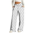 thumbnail image 1 of Rutainlusire Womens Trendy Polka Dots Loose Comfy Pants 2025 Women's Fashionable Striped Printed Drawstring Wide Leg Loose Casual Pocket Pants, 1 of 5