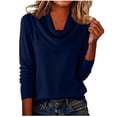 thumbnail image 1 of Rutainlusire Womens Trendy Stacked Collar Loose Comfy Sweaters Fashion Women's Casual Semi High Neck Solid Color Round-Neck Sweater, 1 of 6