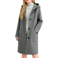 thumbnail image 1 of Rutainlusire Womens Trendy Warm Lapel Hooded Coat Jackets 2025 Women Casual Warm Winter Daily Solid Color Pocket Button Long Sleeved Hooded Coat Woolen Coat Top, 1 of 6
