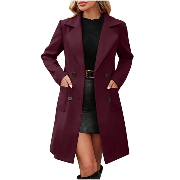 Rutainlusire Womens Trendy Warm Long-Length Coat Jackets 2025 Fall Winter Women's Solid Color Long Sleeved Lapel With Lining and Pockets Coat