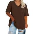 thumbnail image 1 of Rutainlusire short sleeve shirts for women petite Fashion Women's Solid Button Shirt Female V-Neck Loose T-shirt Blouse, 1 of 5
