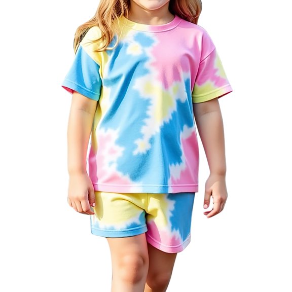 Rutayy Kids Girls Short Sleeve Top Fashion Loose Casual Cute Shorts Set Travel Attire, Purple, 3-4 Years