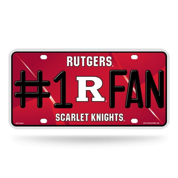 Rutgers NCAA Scarlet Knights #1 Fan Metal License Plate Tag - Number One! Let's Go!!