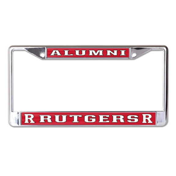 Rutgers University Alumni on Red Background Chrome License Plate Frame