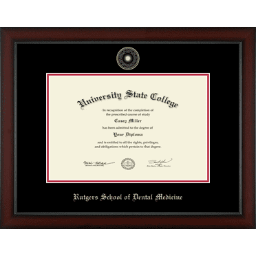 Rutgers University Rutgers School of Dental Medicine Diploma Frame, Document Size 18" x 12"