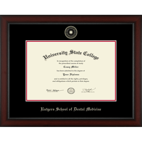 Rutgers University Rutgers School of Dental Medicine Diploma Frame, Document Size 18" x 12"