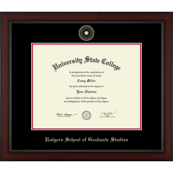 Rutgers University Rutgers School of Graduate Studies Diploma Frame, Document Size 14" x 11"