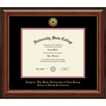Rutgers University School of Health Professions Diploma Frame, Document Size 11" x 8.5"