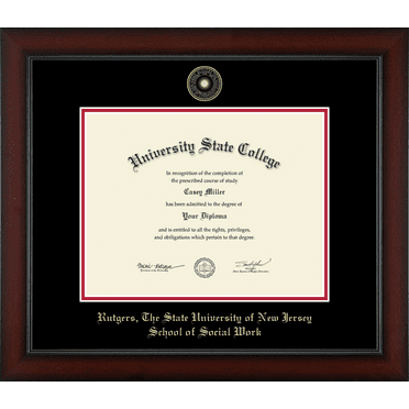 Rutgers University School of Social Work Diploma Frame, Document Size 11" x 8.5"