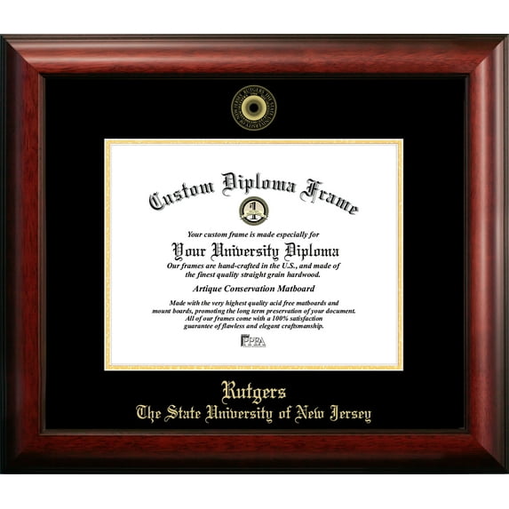 Rutgers University, The State University of New Jersey, 8.5" x 11" Gold Embossed Diploma Frame