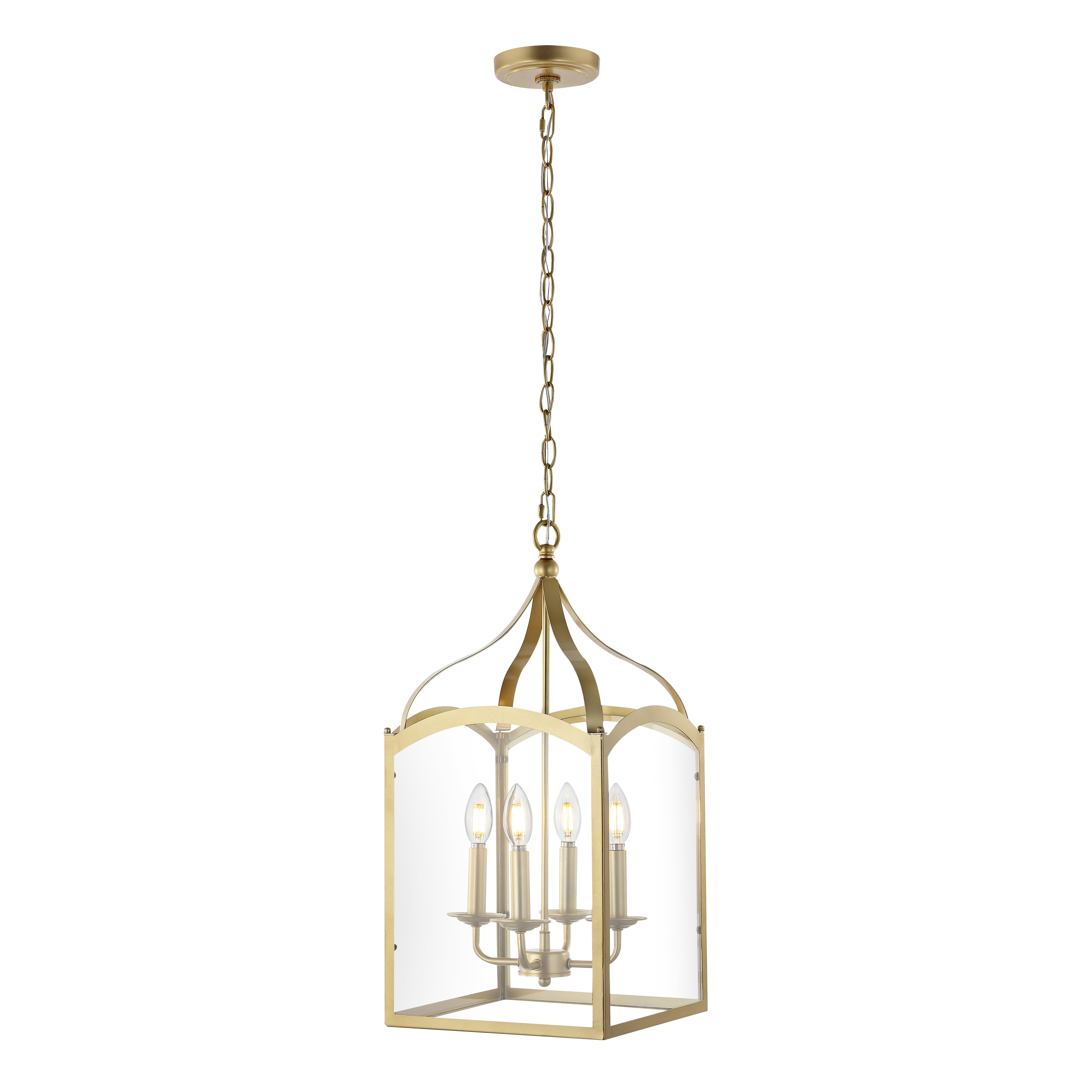 Ruth 11" Antique Gold Metal & Clear Glass LED Pendant Light