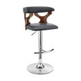 thumbnail image 1 of Ruth Adjustable Swivel Grey Faux Leather & Walnut Wood Bar Stool with Chrome Base, 1 of 1