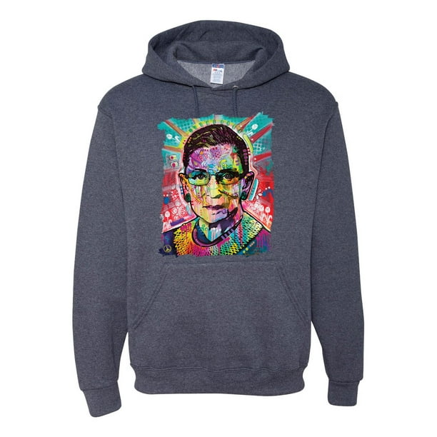 Wild Bobby Ruth Bader Ginsburg Neon Notorius RBG Feminist Dean Russo Art Political Unisex Hoodie Sweatshirt Vintage Heather Navy 3XL Adult