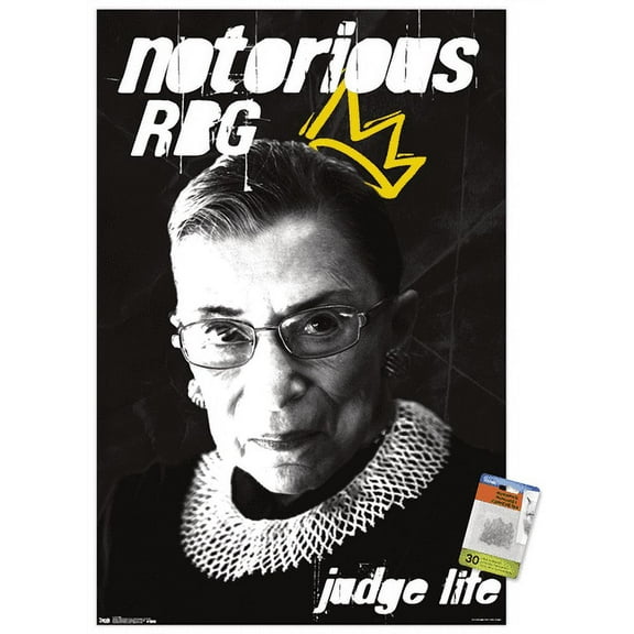Ruth Bader Ginsburg (RBG) Wall Poster with Push Pins, 22.375" x 34"