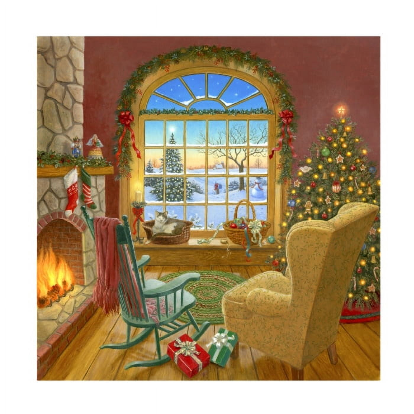 Ruth Sanderson 'Cosy Christmas Cat' Canvas Art