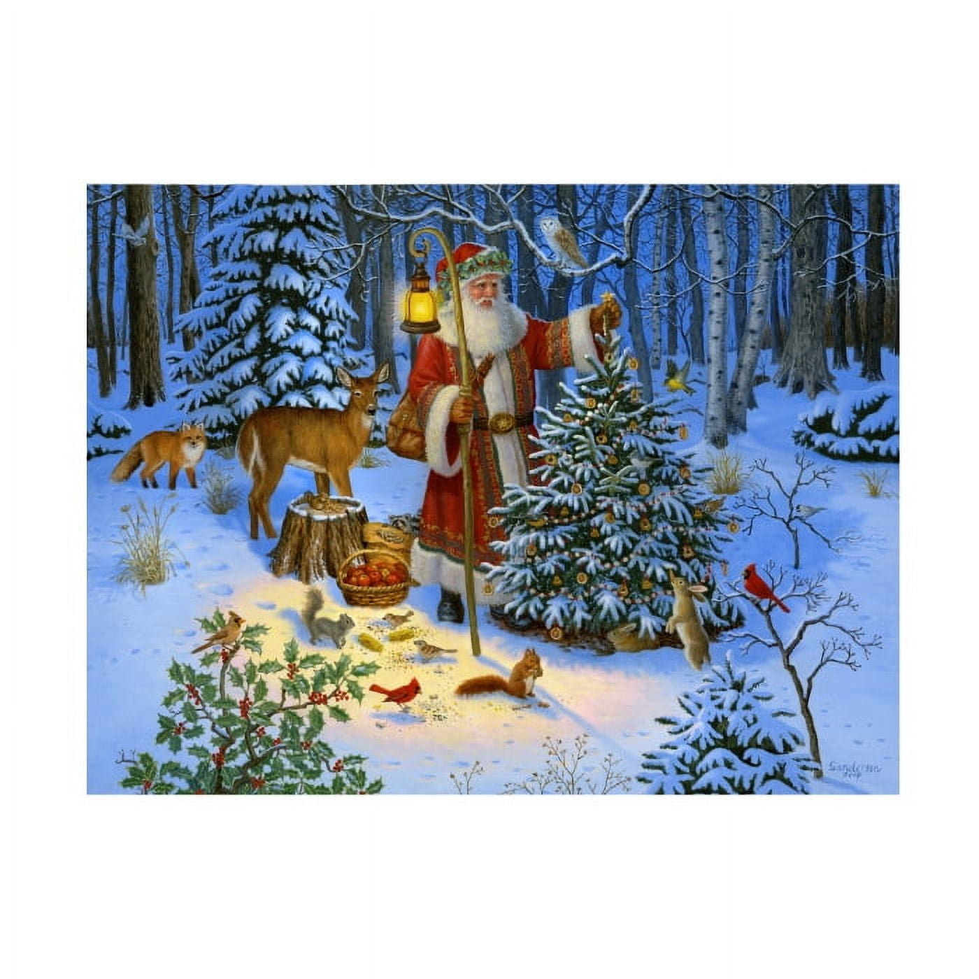 Ruth Sanderson 'Father Christmas And Friends' Canvas Art