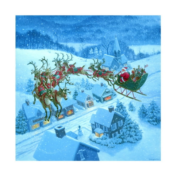 Ruth Sanderson 'Santa Over Rooftops' Canvas Art