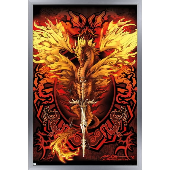 Ruth Thompson - Dragonblade Flameblade Wall Poster, 14.725" x 22.375", Framed