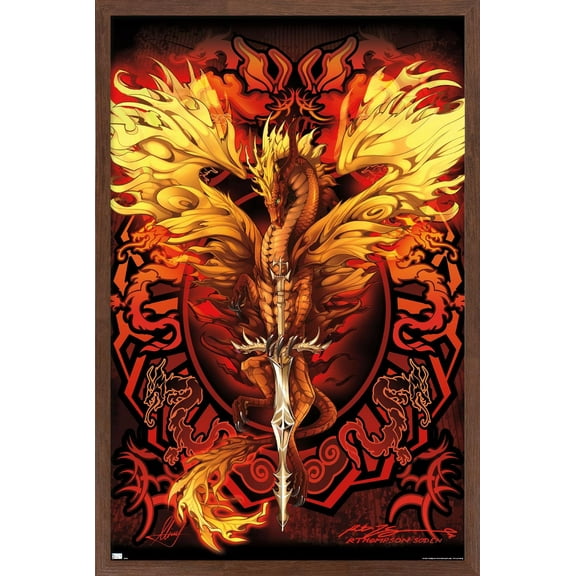Ruth Thompson - Dragonblade Flameblade Wall Poster, 14.725" x 22.375", Framed