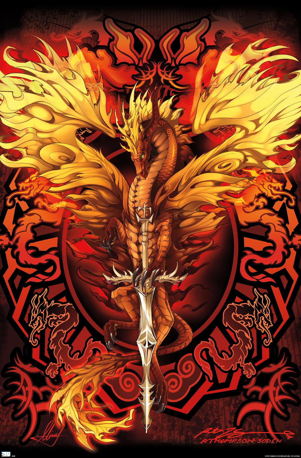 Ruth Thompson - Dragonblade Flameblade Wall Poster, 22.375" x 34"