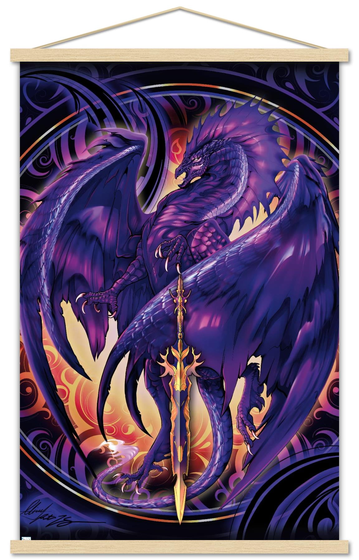 Ruth Thompson - Dragonblade Netherblade Wall Poster with Wooden Magnetic Frame, 22.375" x 34"