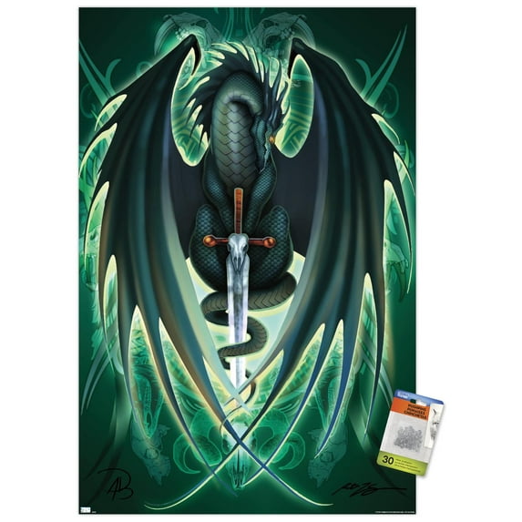 Ruth Thompson - Dragonblade Skullblade Wall Poster with Pushpins, 22.375" x 34"