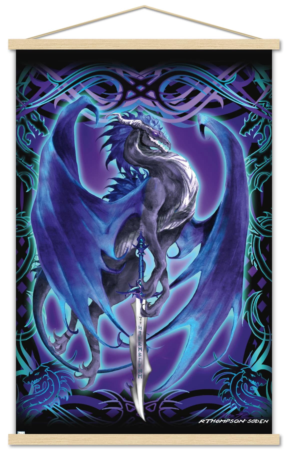 Ruth Thompson - Dragonblade Stormblade Wall Poster with Wooden Magnetic Frame, 22.375" x 34"