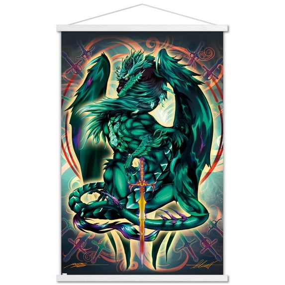 Ruth Thompson - Dragonblade Terrablade Wall Poster with Wooden Magnetic Frame, 22.375" x 34"